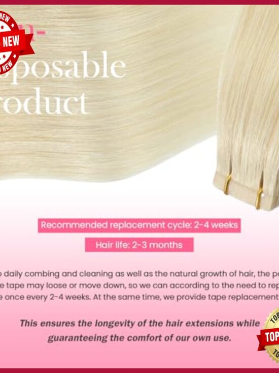 20 Inch Tape-In Human Hair Extensions 20 Piece Set Straight Silky main image 3